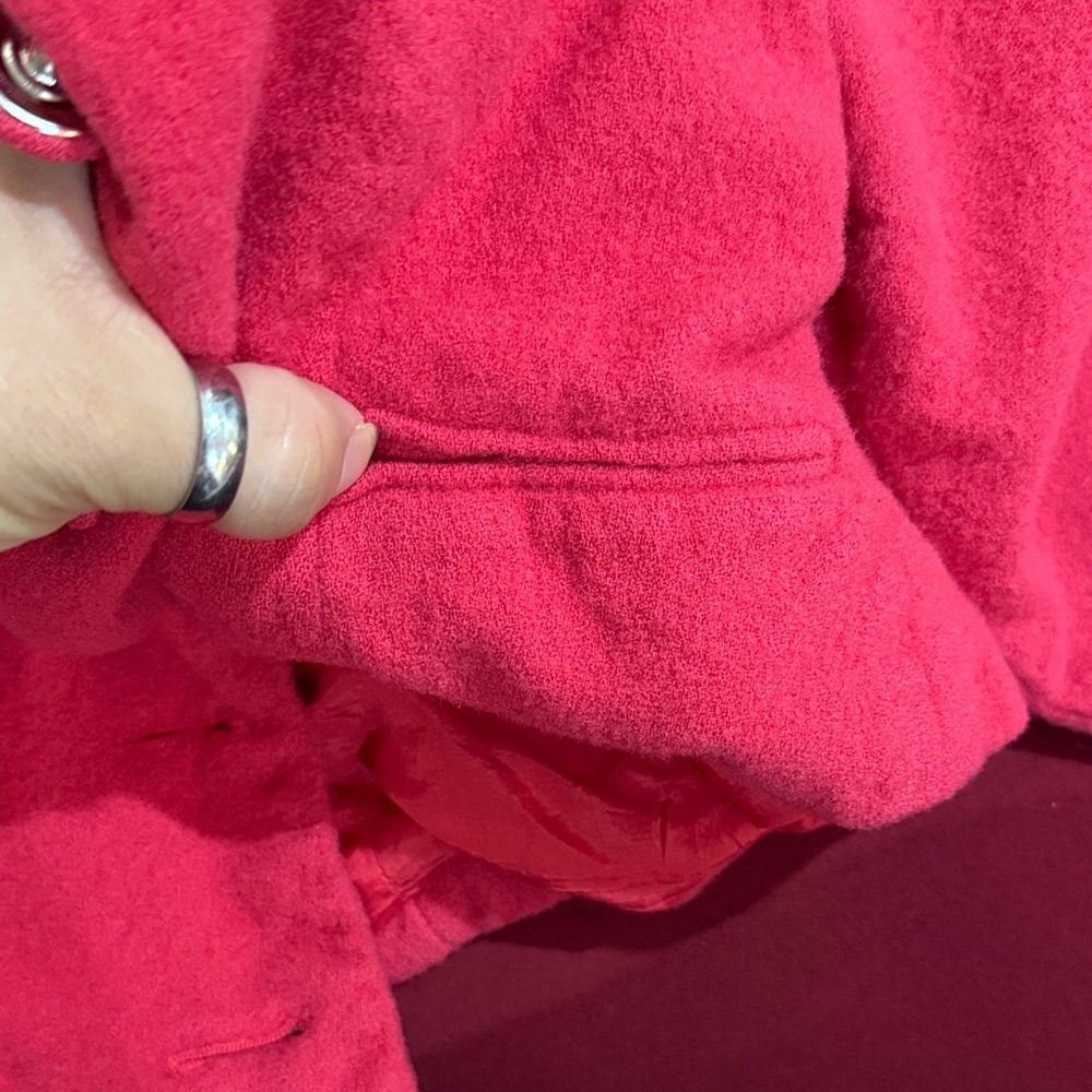 Vintage Petite Hot Pink 100% Wool Cropped Tailored Blazer - Picture 14 of 15